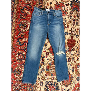 New with Tag ASKK NY Distressed Straight Leg Jeans Made USA Button Fly Size 25